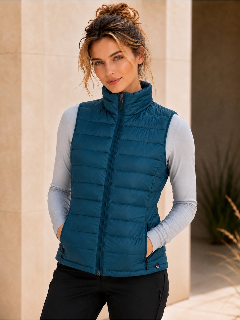 REI Co-op 650 Down Insulated Packable Puffer Vest Teal Blue Women’s Size Small